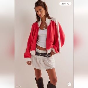 We the Free People I'm Yours Turtle zip up Bella Rose Red Jacket NWT XL